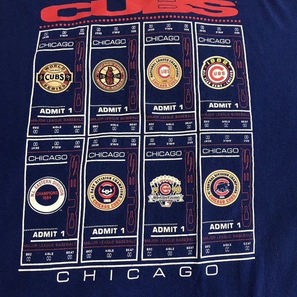 Majestic Chicago Cubs MLB Basebal Ticket Shirt Adult Large Blue Red Mens - Picture 7 of 12